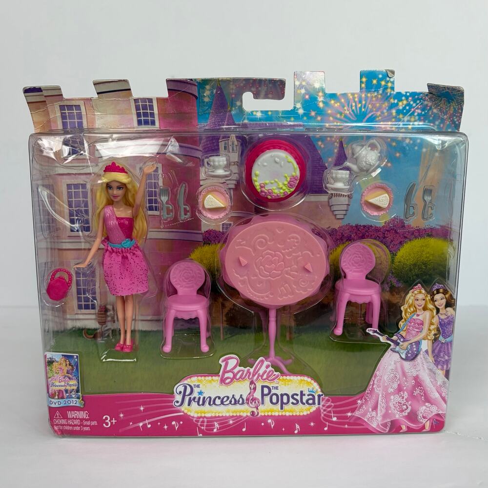 Barbie The Princess and The Popstar Env Tori Mini Doll Tea Party Scene Play Set